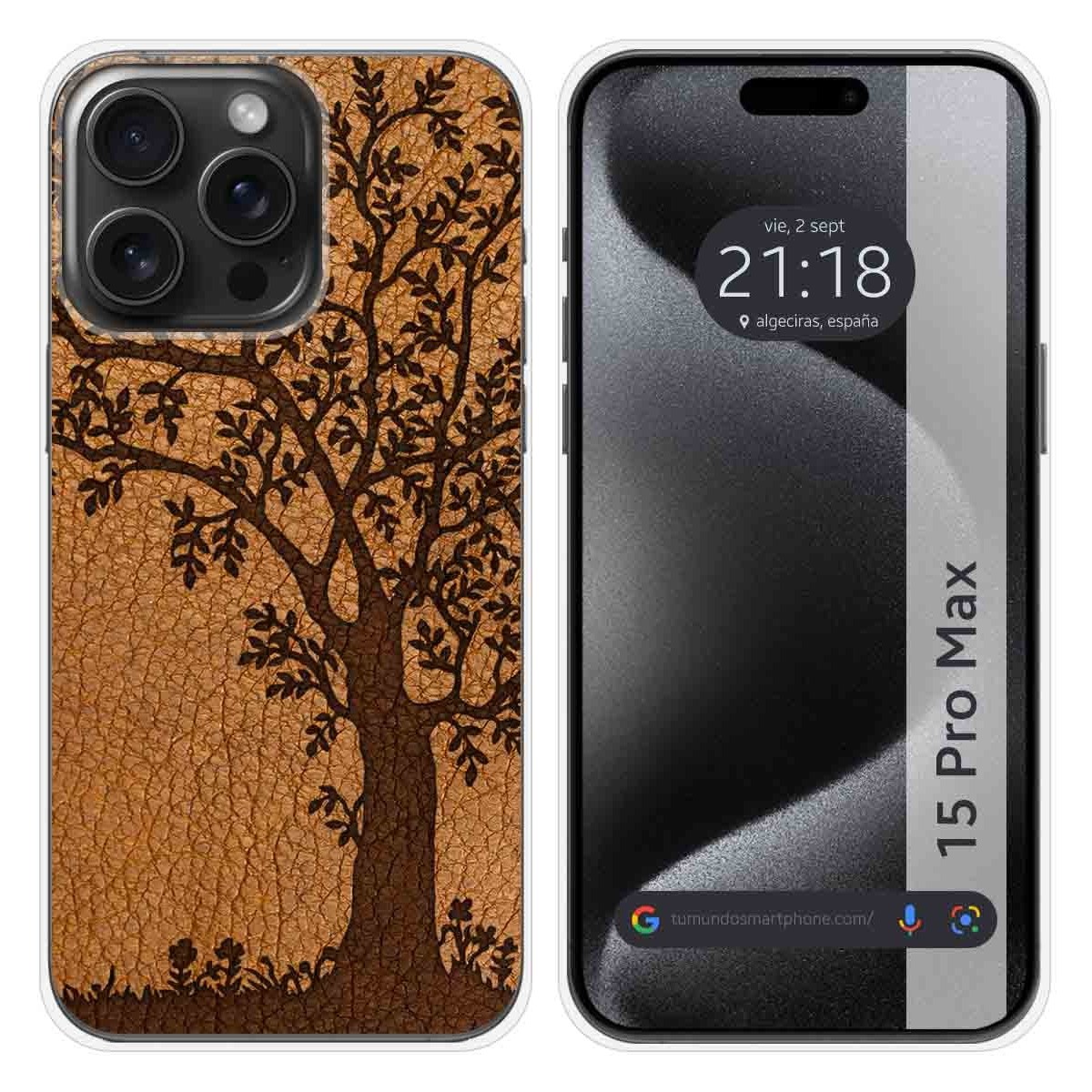 Funda Silicona compatible con IPhone 15 Pro Max (6.7) diseño Cuero 03 Dibujos