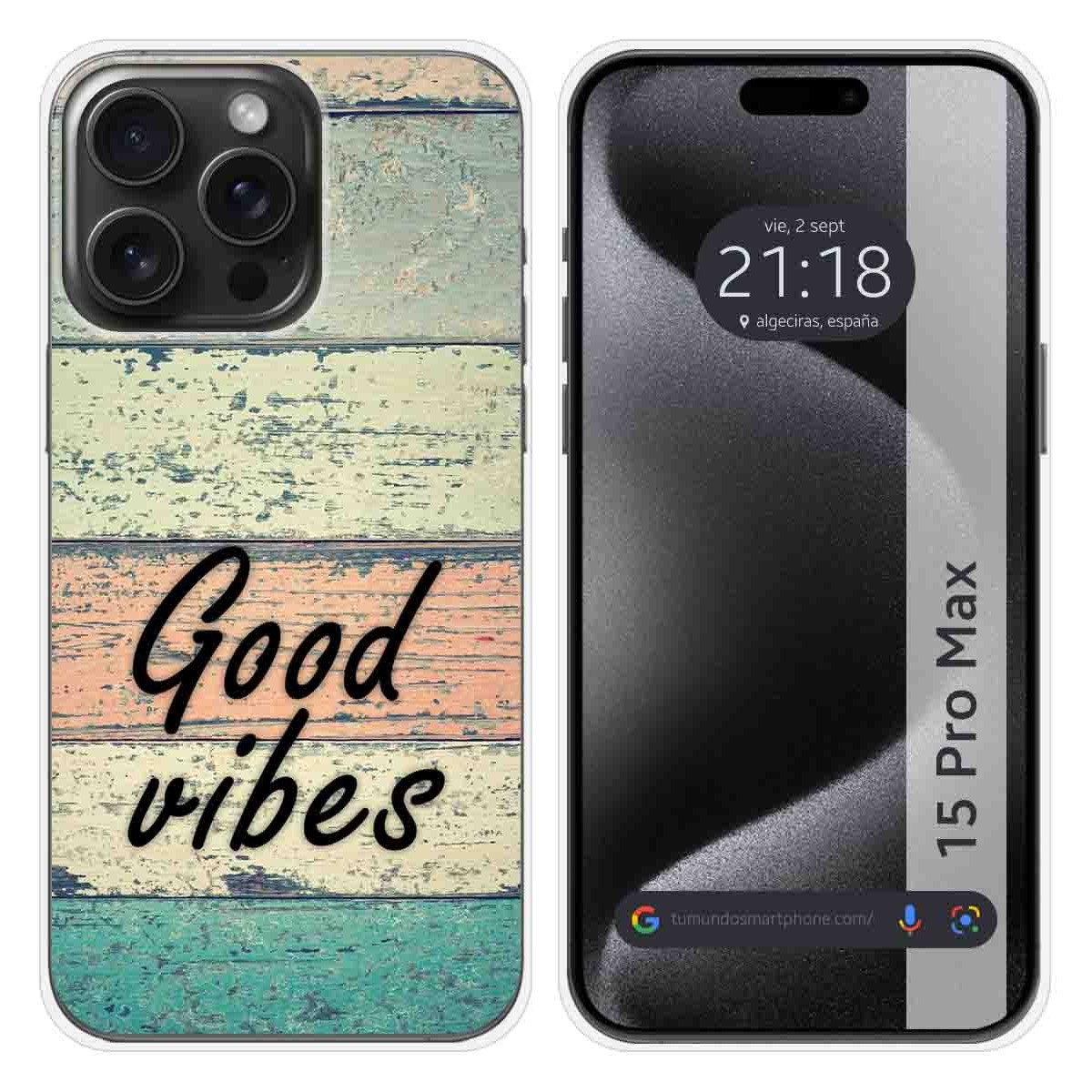 Funda Silicona compatible con IPhone 15 Pro Max (6.7) diseño Madera 01 Dibujos