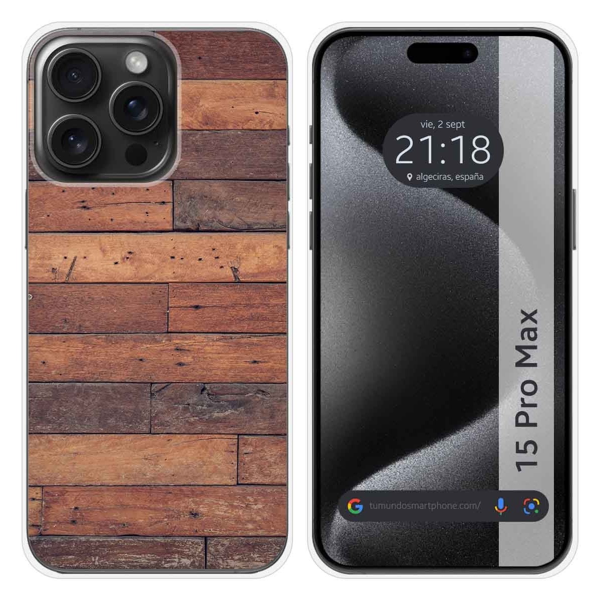 Funda Silicona compatible con IPhone 15 Pro Max (6.7) diseño Madera 03 Dibujos