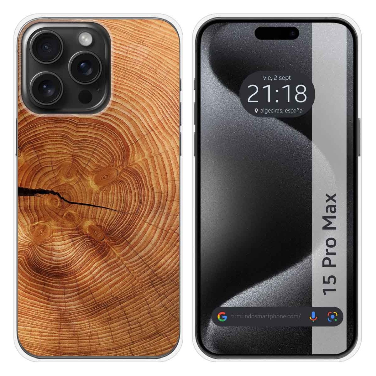 Funda Silicona compatible con IPhone 15 Pro Max (6.7) diseño Madera 04 Dibujos