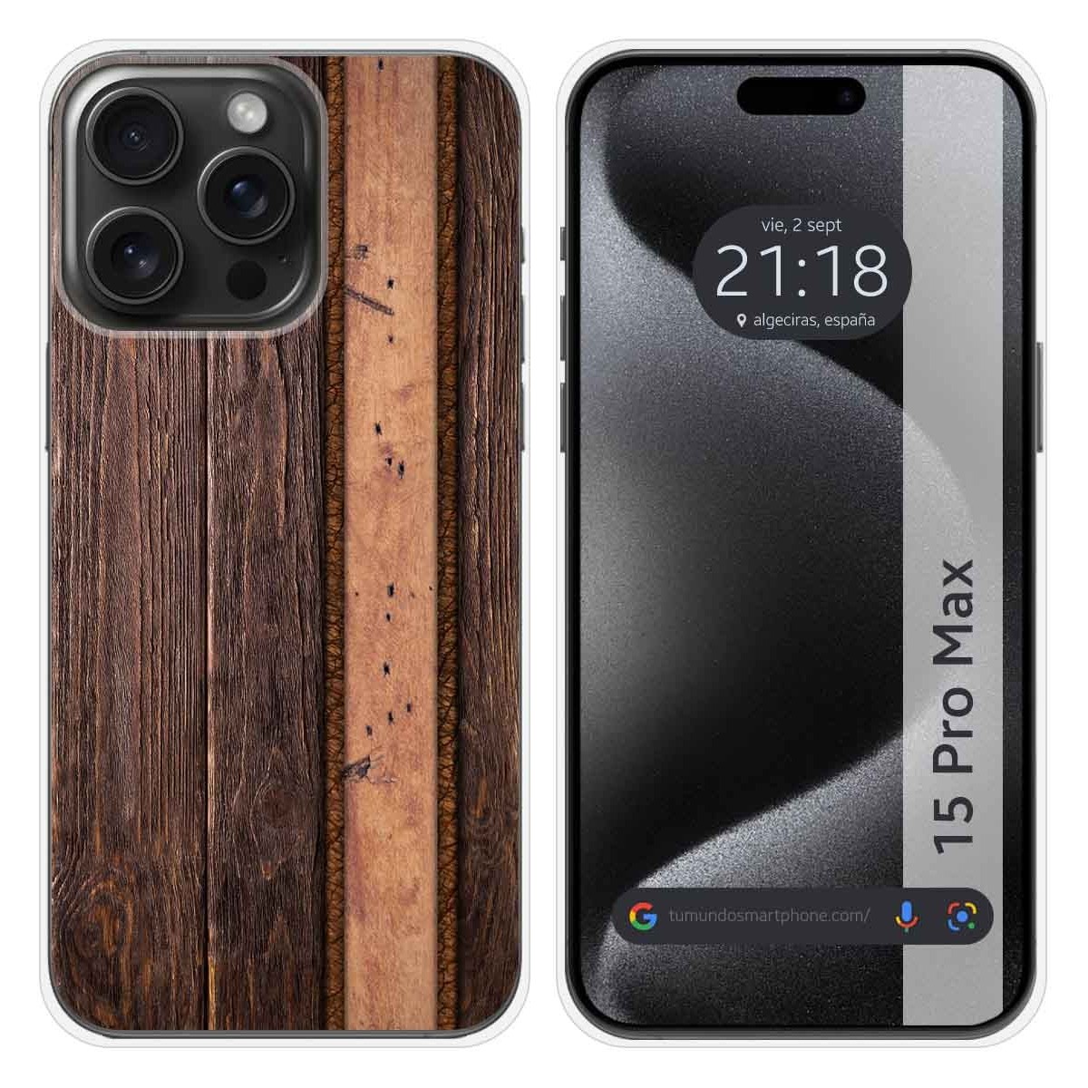 Funda Silicona compatible con IPhone 15 Pro Max (6.7) diseño Madera 05 Dibujos