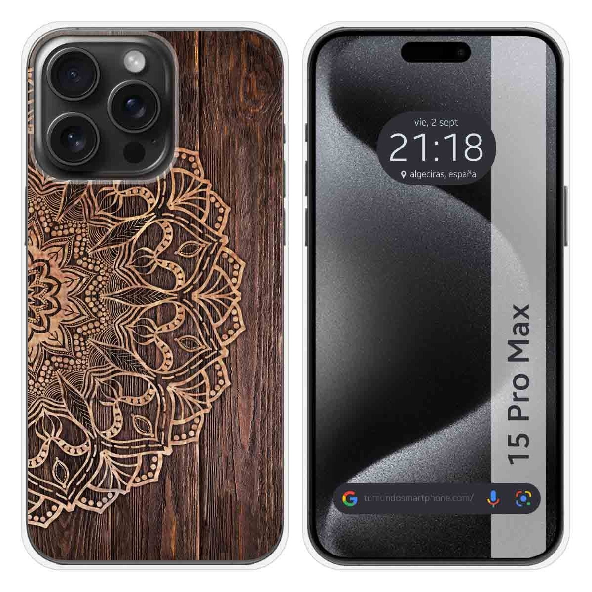 Funda Silicona compatible con IPhone 15 Pro Max (6.7) diseño Madera 06 Dibujos