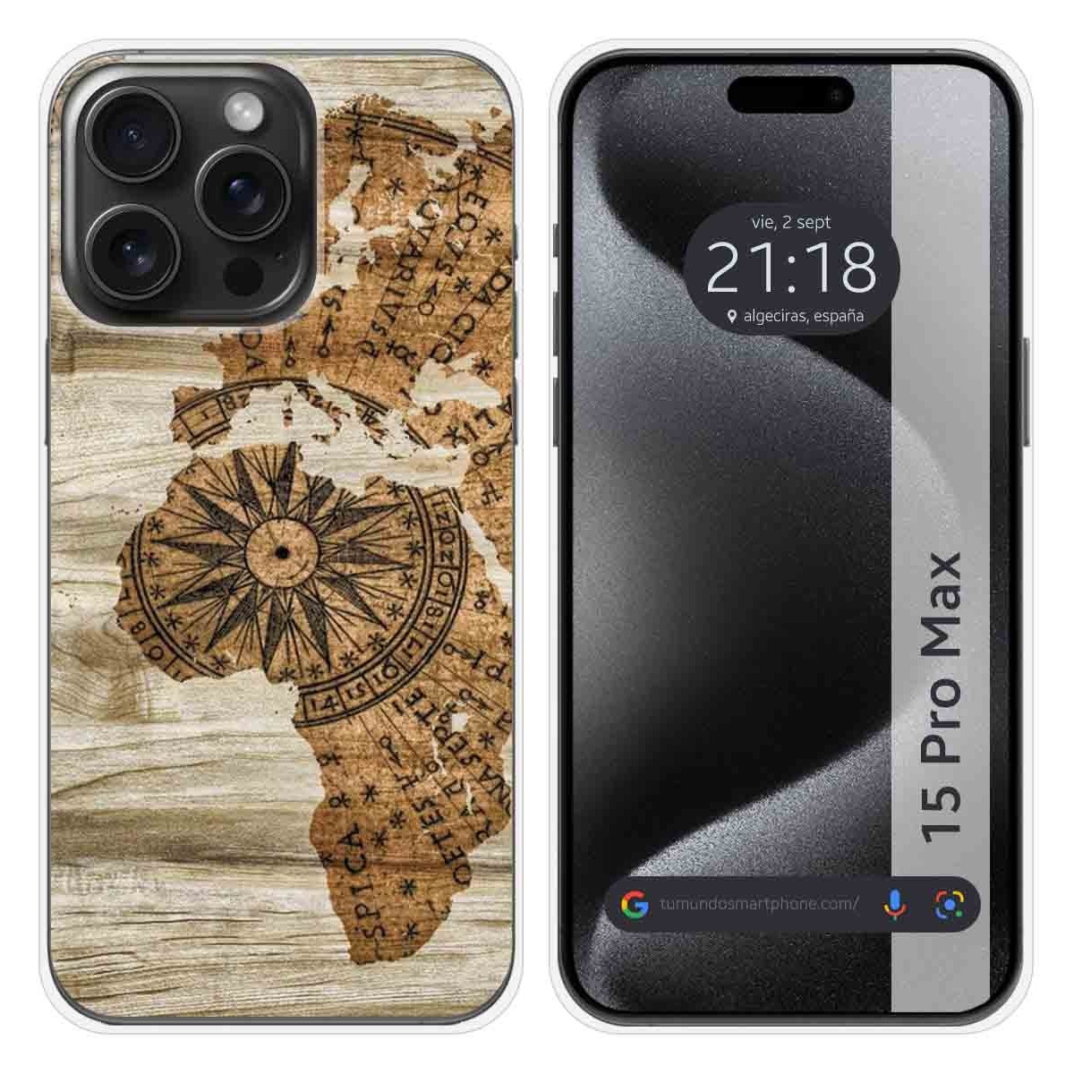 Funda Silicona compatible con IPhone 15 Pro Max (6.7) diseño Madera 07 Dibujos