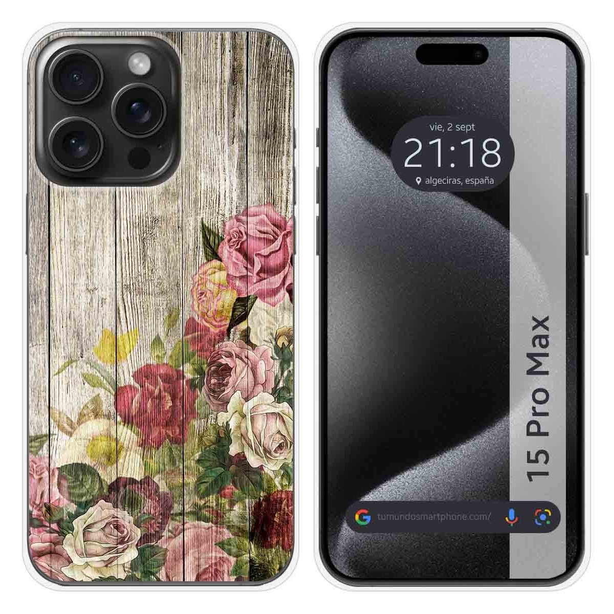 Funda Silicona compatible con IPhone 15 Pro Max (6.7) diseño Madera 08 Dibujos