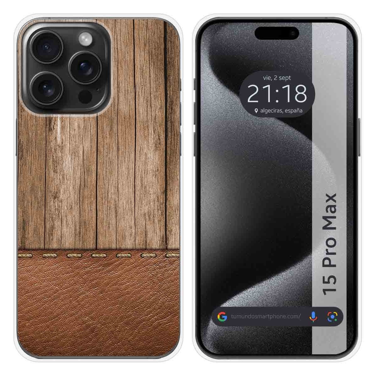 Funda Silicona compatible con IPhone 15 Pro Max (6.7) diseño Madera 09 Dibujos