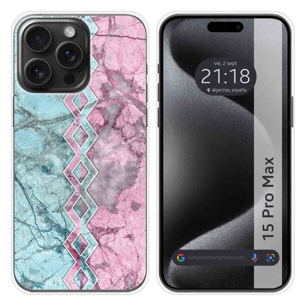 Funda Silicona compatible con IPhone 15 Pro Max (6.7) diseño Mármol 08 Dibujos