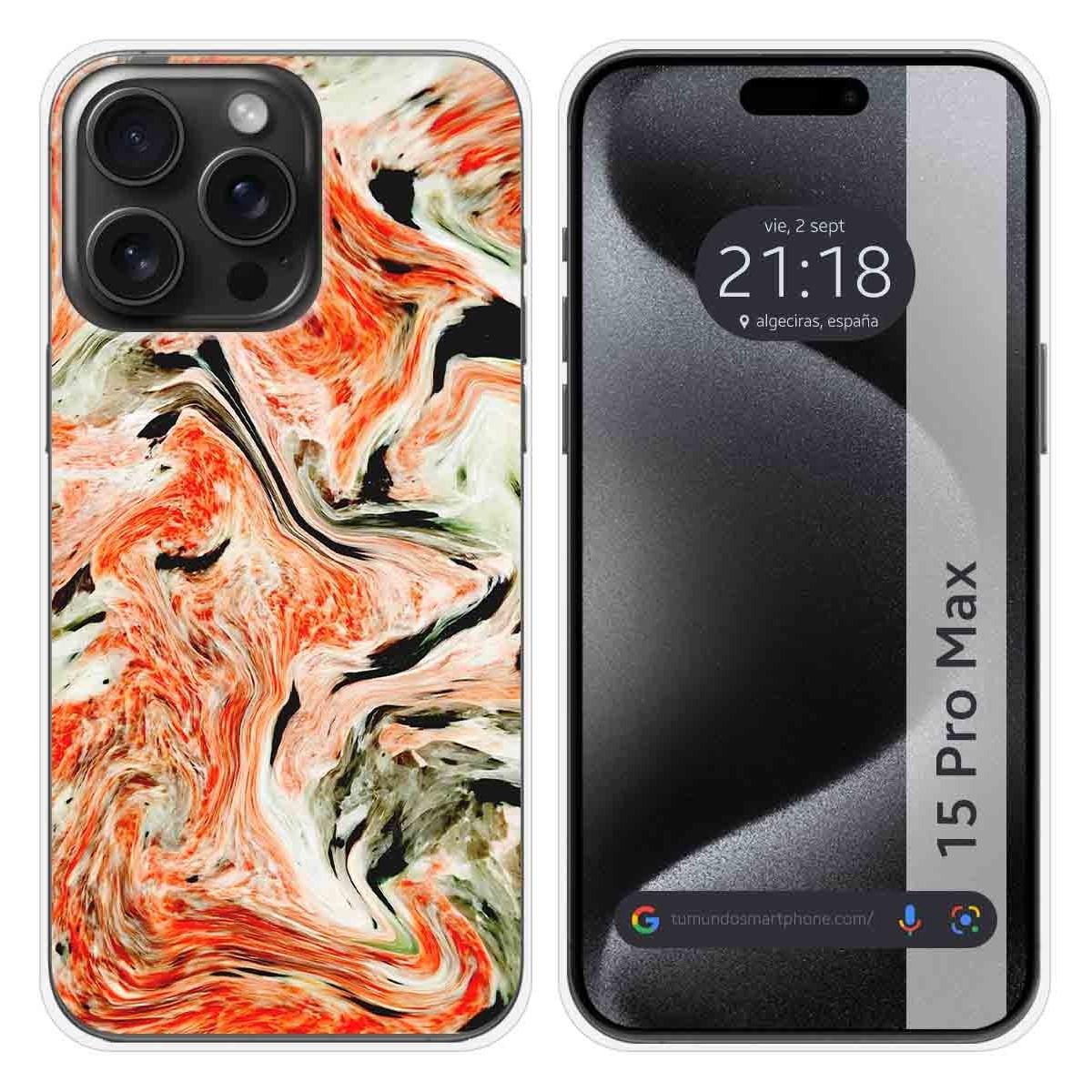 Funda Silicona compatible con IPhone 15 Pro Max (6.7) diseño Mármol 12 Dibujos