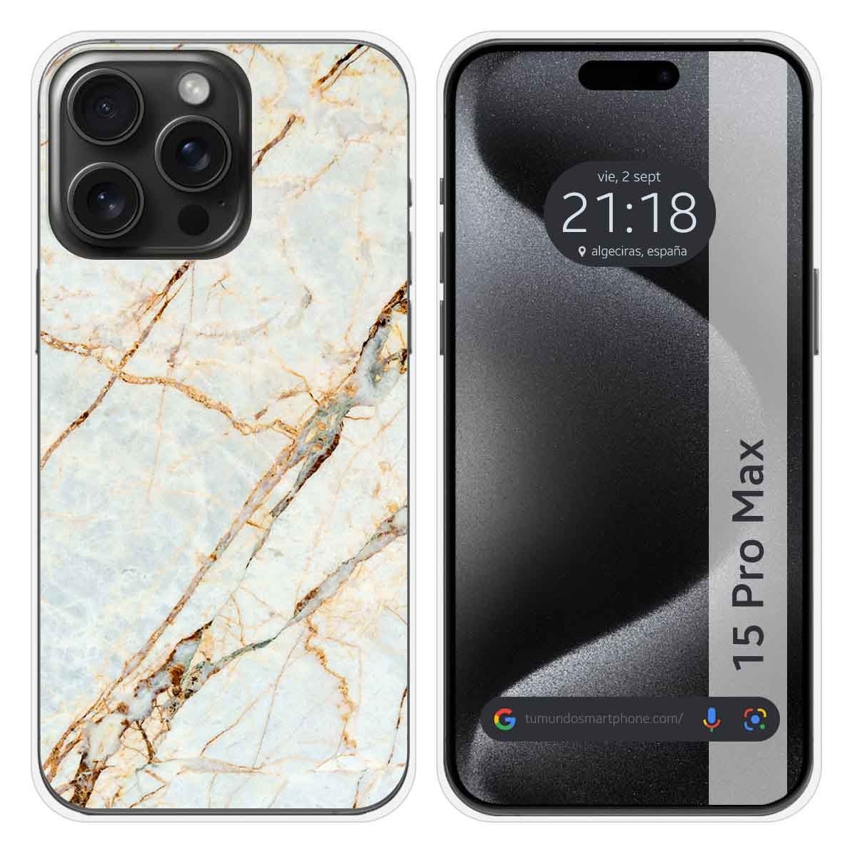 Funda Silicona compatible con IPhone 15 Pro Max (6.7) diseño Mármol 13 Dibujos