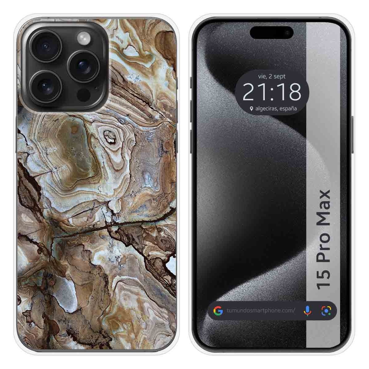 Funda Silicona compatible con IPhone 15 Pro Max (6.7) diseño Mármol 14 Dibujos