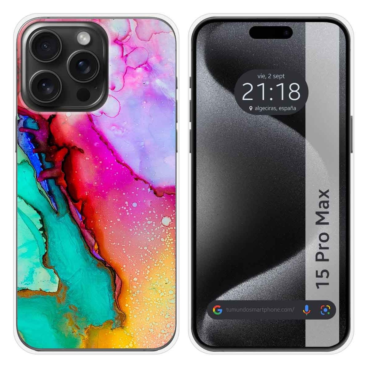 Funda Silicona compatible con IPhone 15 Pro Max (6.7) diseño Mármol 15 Dibujos