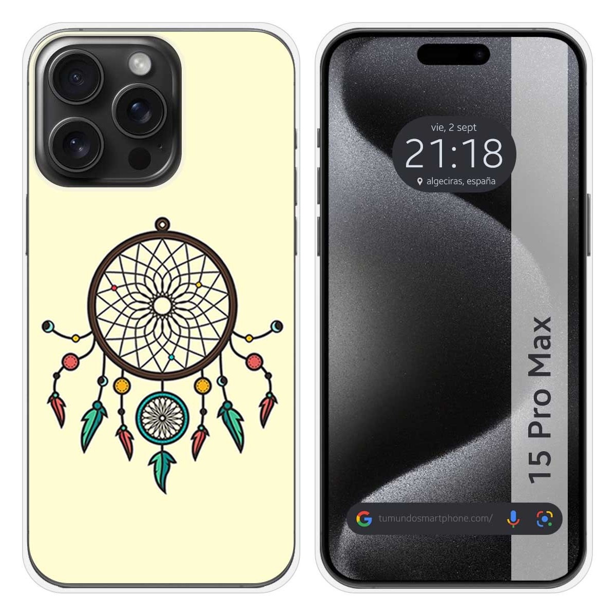 Funda Silicona compatible con IPhone 15 Pro Max (6.7) diseño Atrapasueños Dibujos