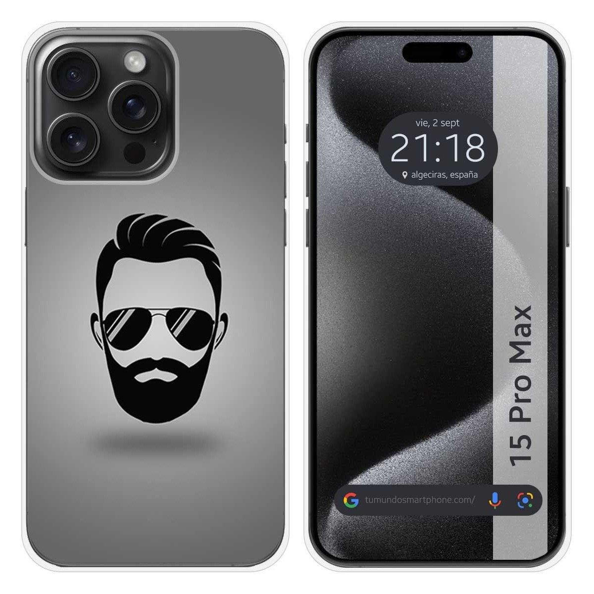 Funda Silicona compatible con IPhone 15 Pro Max (6.7) diseño Barba Dibujos