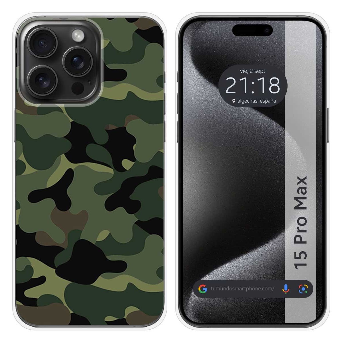 Funda Silicona compatible con IPhone 15 Pro Max (6.7) diseño Camuflaje Dibujos