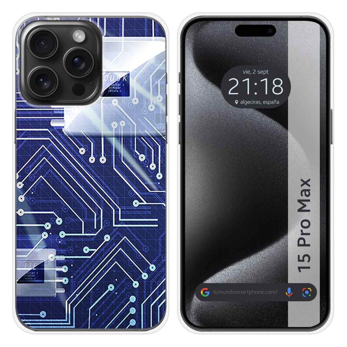 Funda Silicona compatible con IPhone 15 Pro Max (6.7) diseño Circuito Dibujos