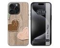 Funda Silicona compatible con IPhone 15 Pro Max (6.7) diseño Corazones Madera Dibujos