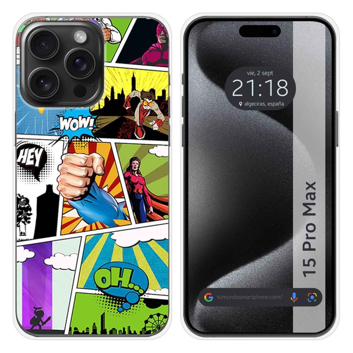 Funda Silicona compatible con IPhone 15 Pro Max (6.7) diseño Comic Dibujos