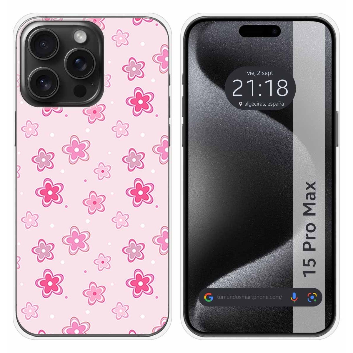 Funda Silicona compatible con IPhone 15 Pro Max (6.7) diseño Flores Dibujos