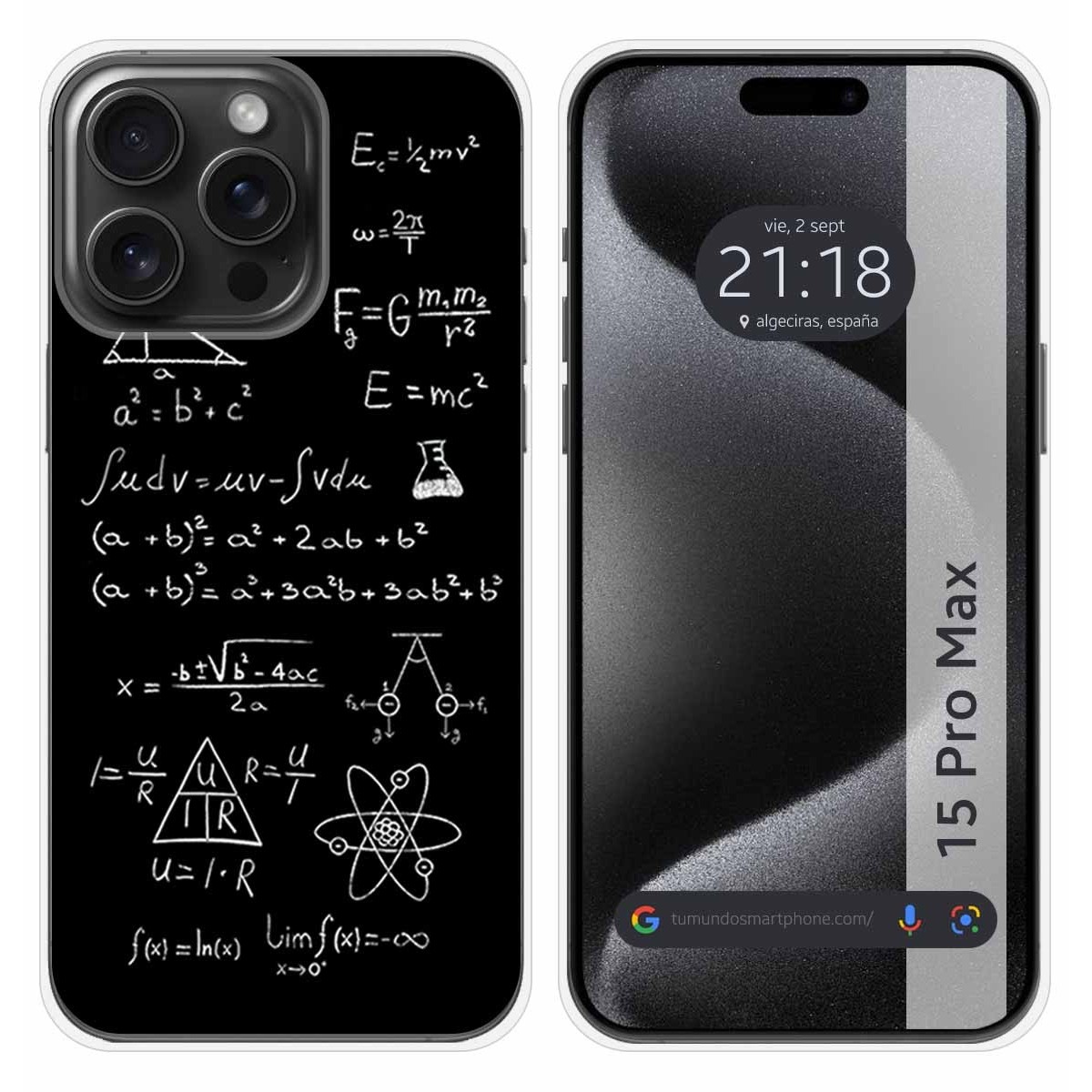 Funda Silicona compatible con IPhone 15 Pro Max (6.7) diseño Formulas Dibujos