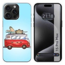 Funda Silicona compatible con IPhone 15 Pro Max (6.7) diseño Furgoneta Dibujos