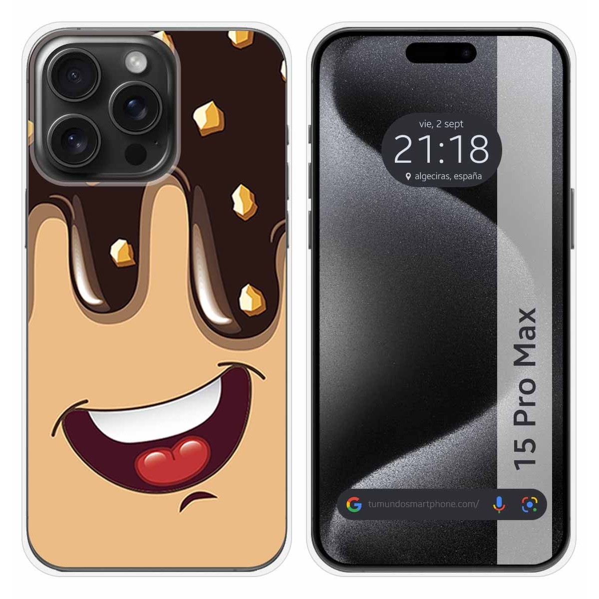 Funda Silicona compatible con IPhone 15 Pro Max (6.7) diseño Helado Chocolate Dibujos