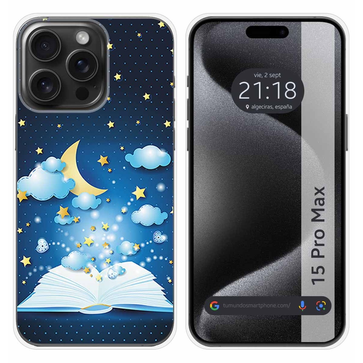 Funda Silicona compatible con IPhone 15 Pro Max (6.7) diseño Libro Cuentos Dibujos