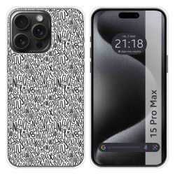 Funda Silicona compatible con IPhone 15 Pro Max (6.7) diseño Letras Dibujos