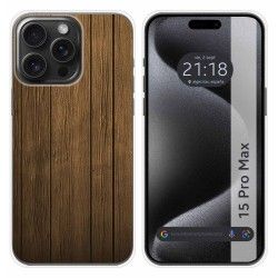 Funda Silicona compatible con IPhone 15 Pro Max (6.7) diseño Madera Dibujos