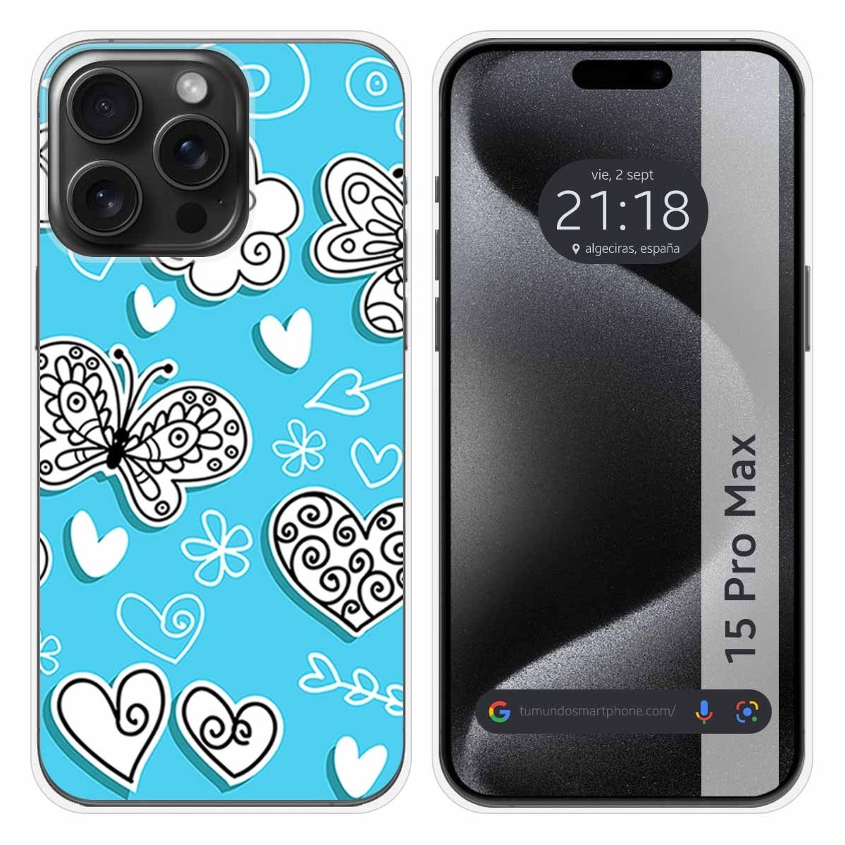 Funda Silicona compatible con IPhone 15 Pro Max (6.7) diseño Mariposas Dibujos