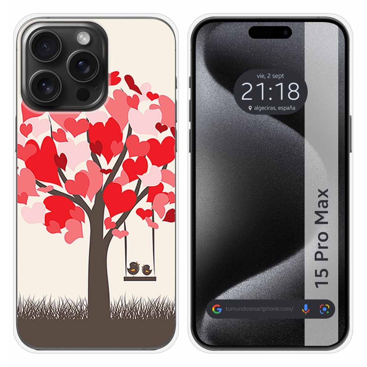 Funda Silicona compatible con IPhone 15 Pro Max (6.7) diseño Pajaritos Dibujos