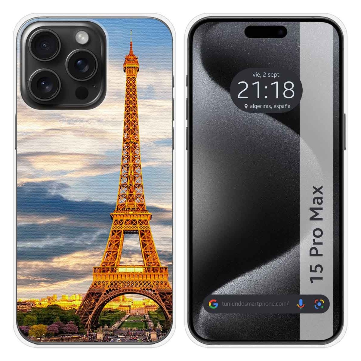 Funda Silicona compatible con IPhone 15 Pro Max (6.7) diseño Paris Dibujos
