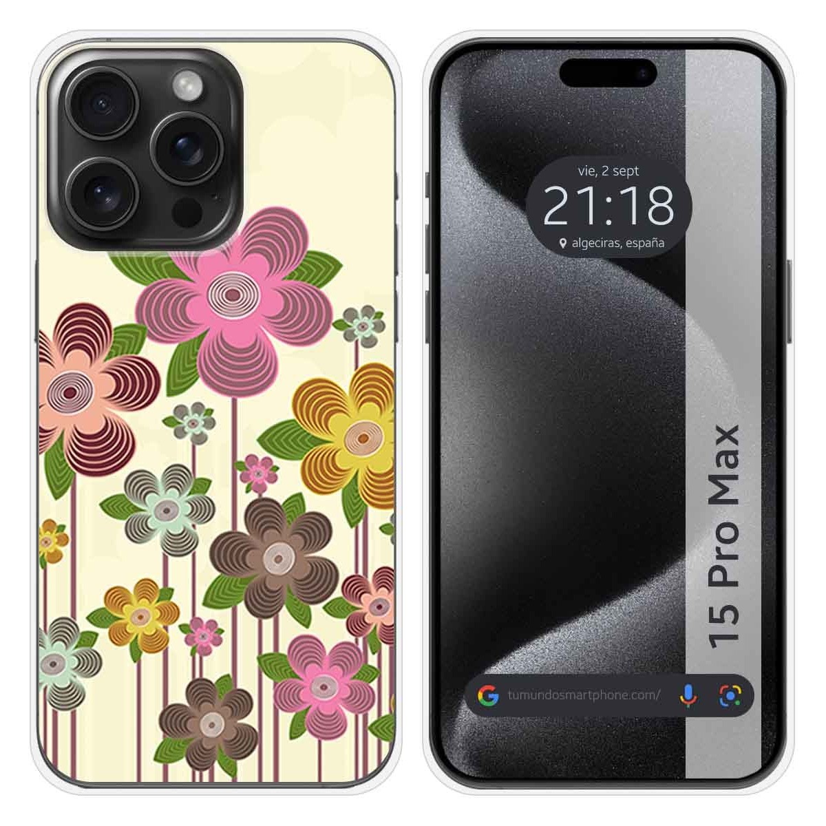 Funda Silicona compatible con IPhone 15 Pro Max (6.7) diseño Primavera En Flor Dibujos