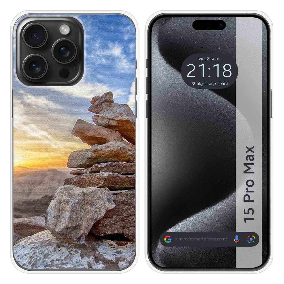 Funda Silicona compatible con IPhone 15 Pro Max (6.7) diseño Sunset Dibujos