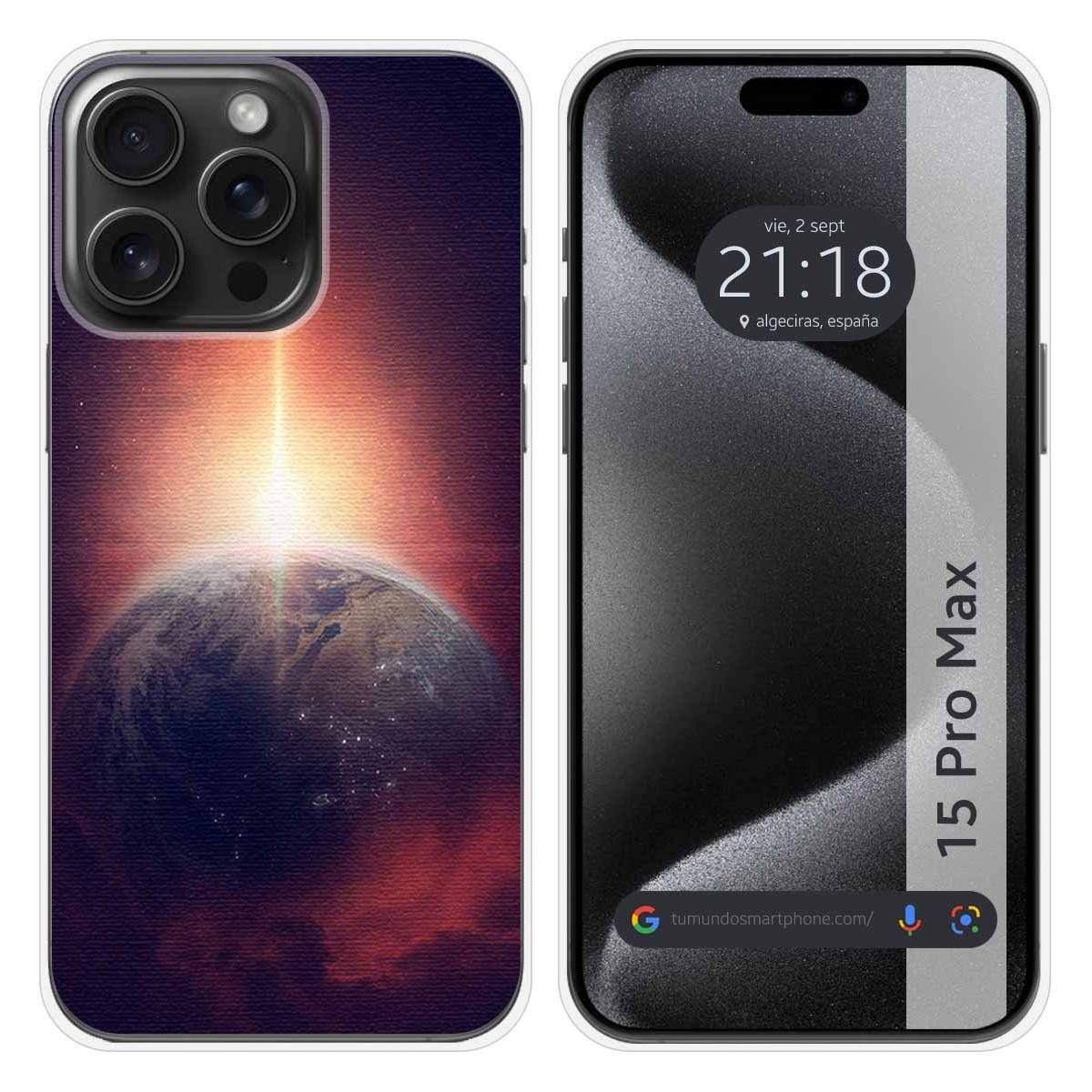 Funda Silicona compatible con IPhone 15 Pro Max (6.7) diseño Tierra Dibujos