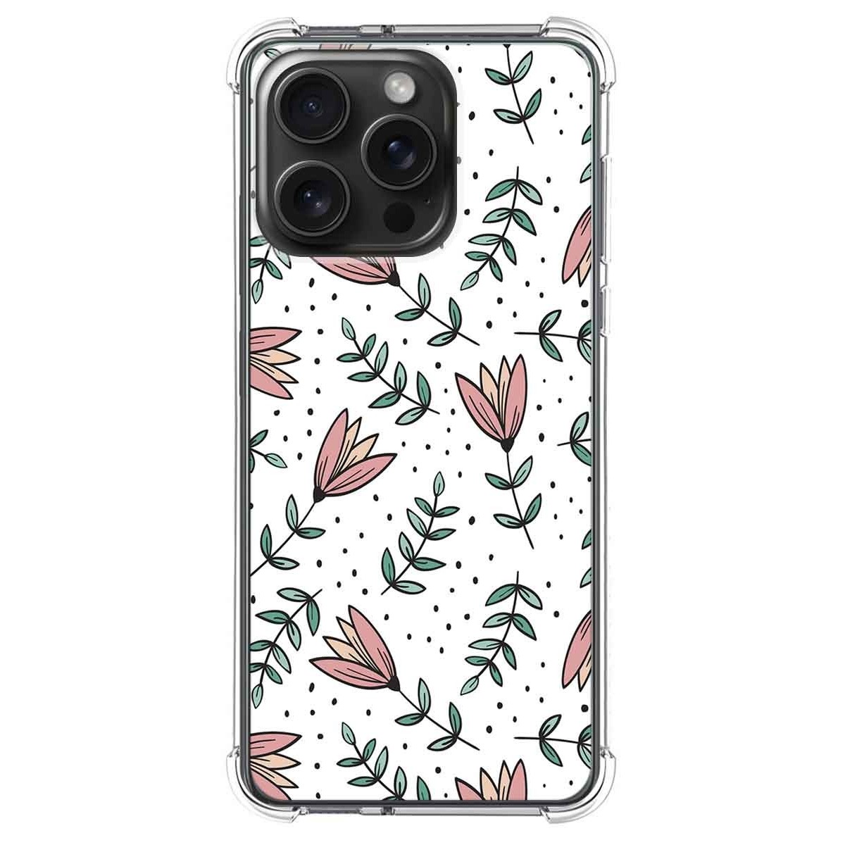 Funda Silicona Antigolpes compatible con IPhone 15 Pro Max (6.7) diseño Flores 01 Dibujos