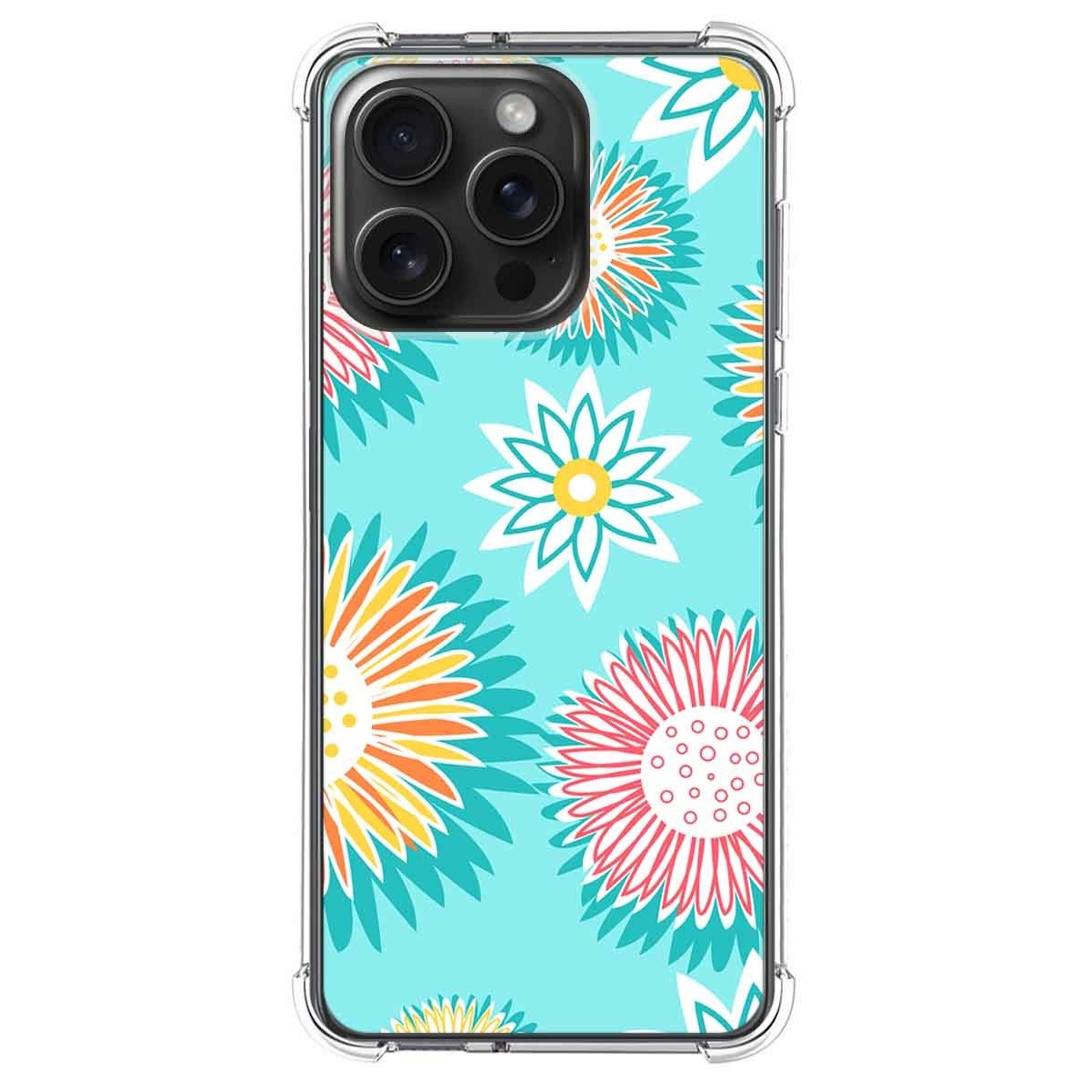 Funda Silicona Antigolpes compatible con IPhone 15 Pro Max (6.7) diseño Flores 05 Dibujos