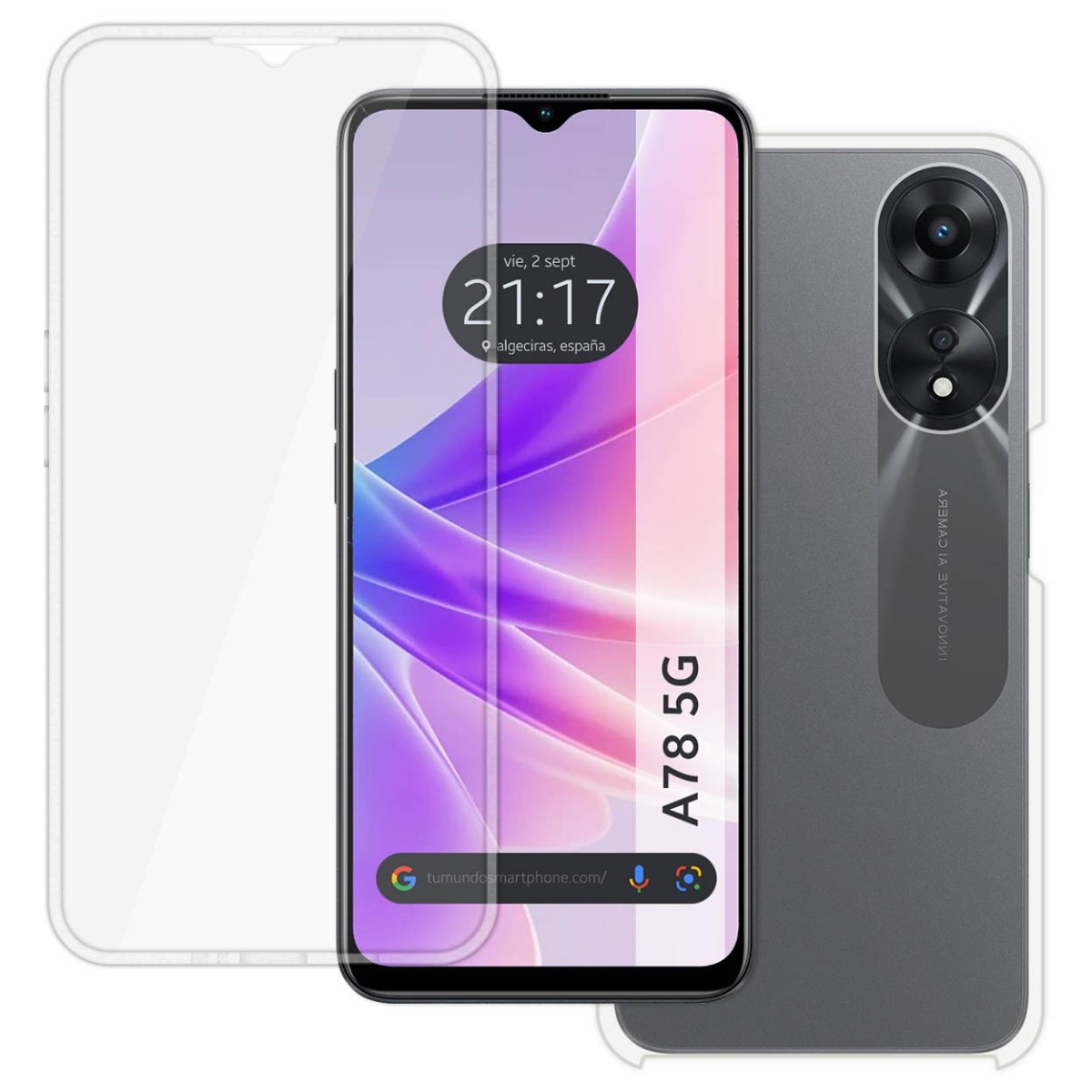 Funda Doble Transparente Pc + Tpu Full Body 360 para Oppo A78 5G