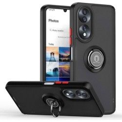 Funda Mate con Borde Negro y Anillo Giratorio 360 para Huawei Honor 90 5G