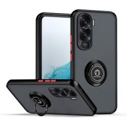 Funda Mate con Borde Negro y Anillo Giratorio 360 para Huawei Honor 90 Lite 5G