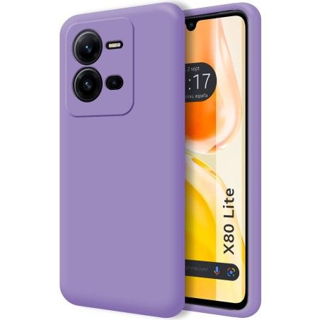 Funda Silicona Líquida Ultra Suave para Vivo X80 Lite 5G color Morada