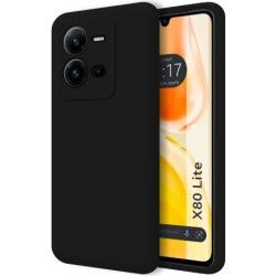 Funda Silicona Líquida Ultra Suave para Vivo X80 Lite 5G color Negra