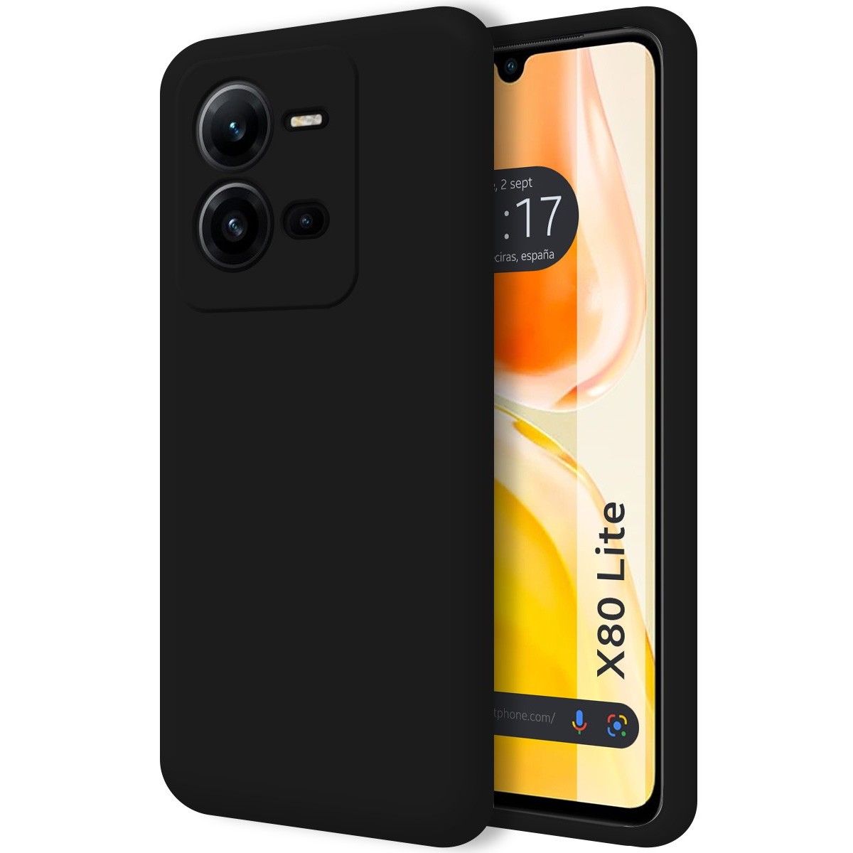 Funda Silicona Líquida Ultra Suave para Vivo X80 Lite 5G color Negra