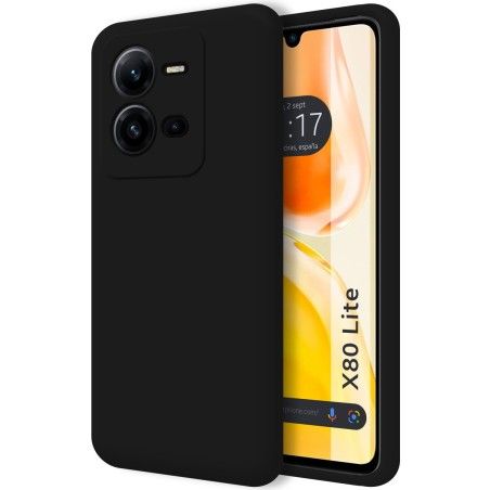 Funda Silicona Líquida Ultra Suave para Vivo X80 Lite 5G color Negra