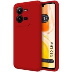 Funda Silicona Líquida Ultra Suave para Vivo X80 Lite 5G color Roja