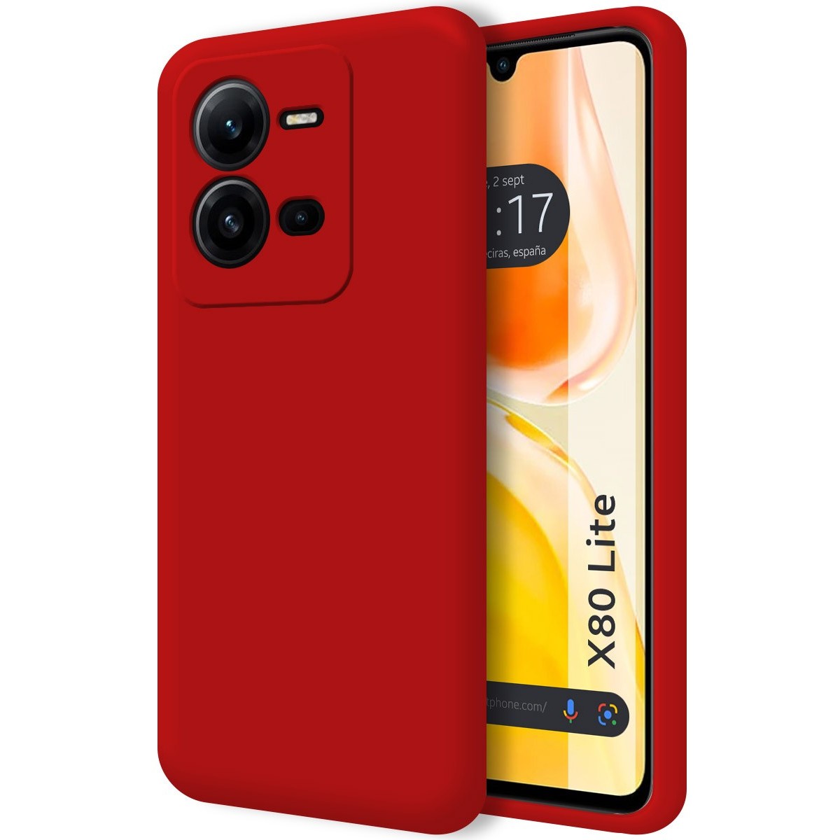 Funda Silicona Líquida Ultra Suave para Vivo X80 Lite 5G color Roja