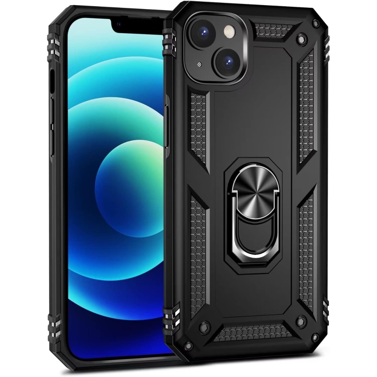 Funda Tough Armor con Anillo Giratorio Negra para Iphone 15 Plus (6.7)