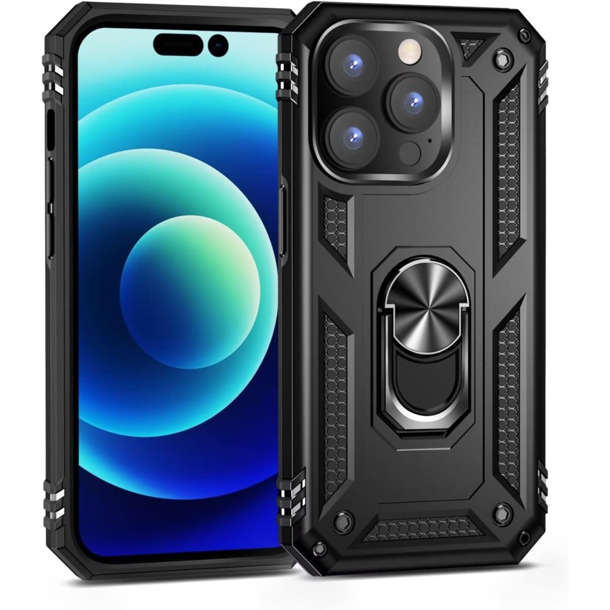 Funda Tough Armor con Anillo Giratorio Negra para Iphone 15 Pro Max (6.7)