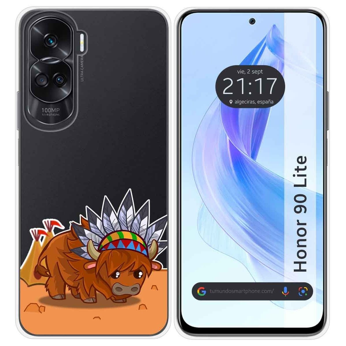 Funda Silicona Transparente para Huawei Honor 90 Lite 5G diseño Bufalo Dibujos