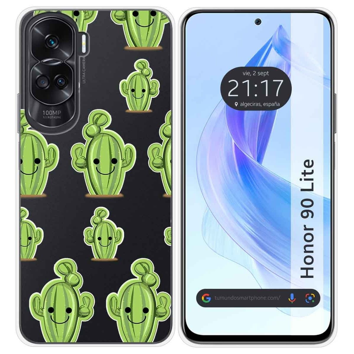 Funda Silicona Transparente para Huawei Honor 90 Lite 5G diseño Cactus Dibujos