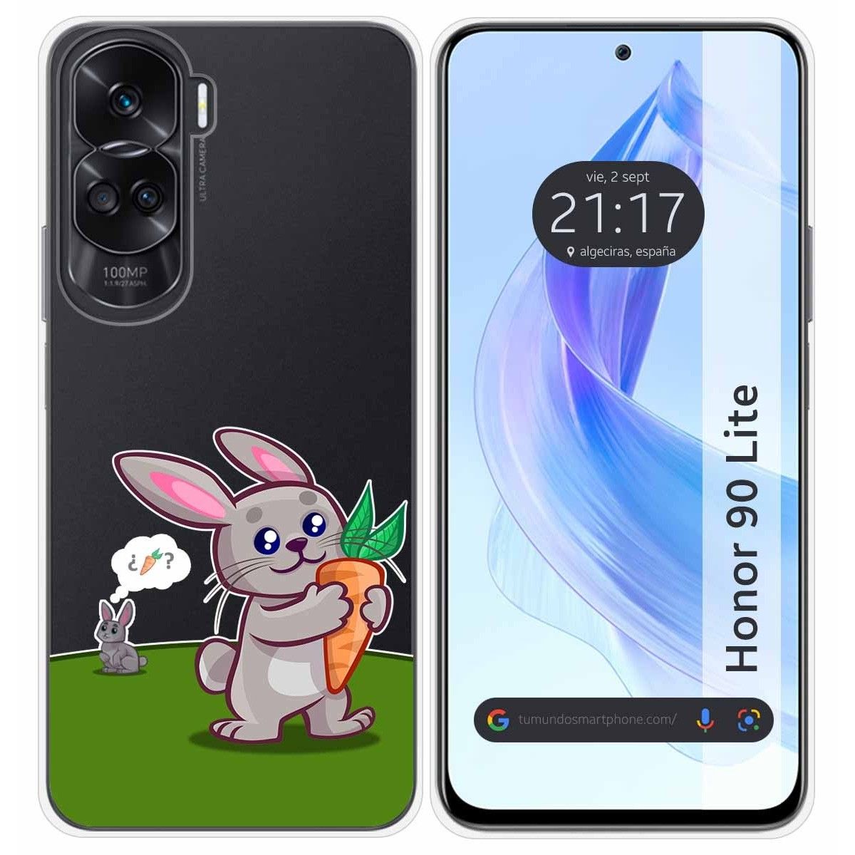 Funda Silicona Transparente para Huawei Honor 90 Lite 5G diseño Conejo Dibujos