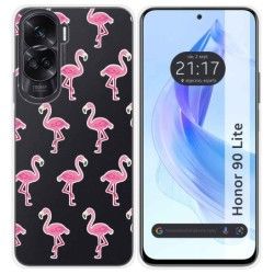 Funda Silicona Transparente para Huawei Honor 90 Lite 5G diseño Flamenco Dibujos